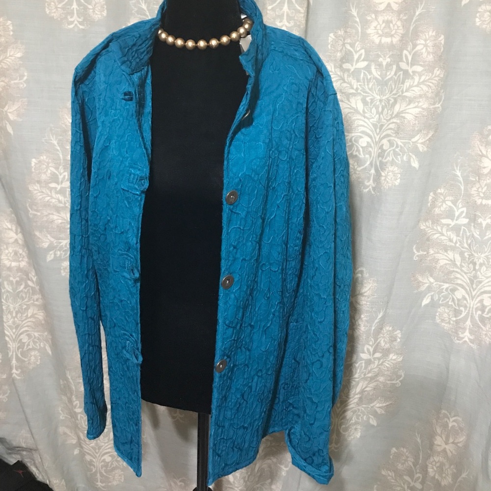 NWT Chico’s Teal Beautiful Button Up Jacket